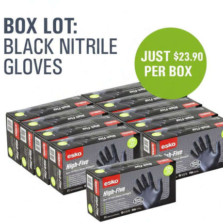 10 x Boxes of Black Nitrile Heavy Duty Powder Free Disposable Gloves 100 Per Box