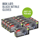 10 x Boxes of Black Nitrile Heavy Duty Powder Free Disposable Gloves 100 Per Box
