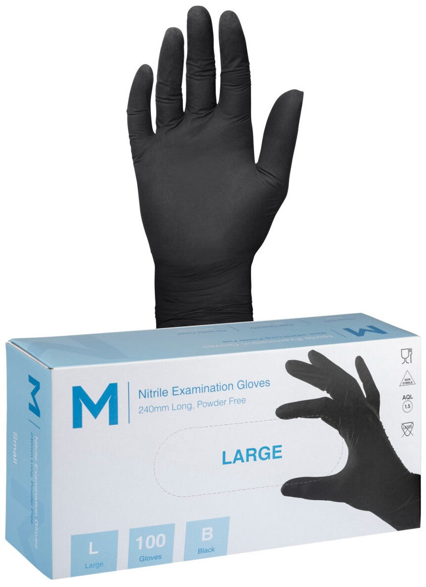 1000 Disposable Black Nitrile Powder Free Gloves