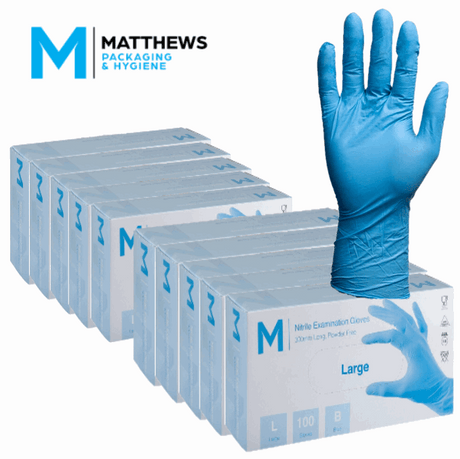 1000 Disposable Blue Nitrile Long Cuff Powder Free Gloves Pack