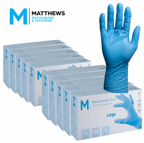 1000 Disposable Blue Nitrile Long Cuff Powder Free Gloves Pack