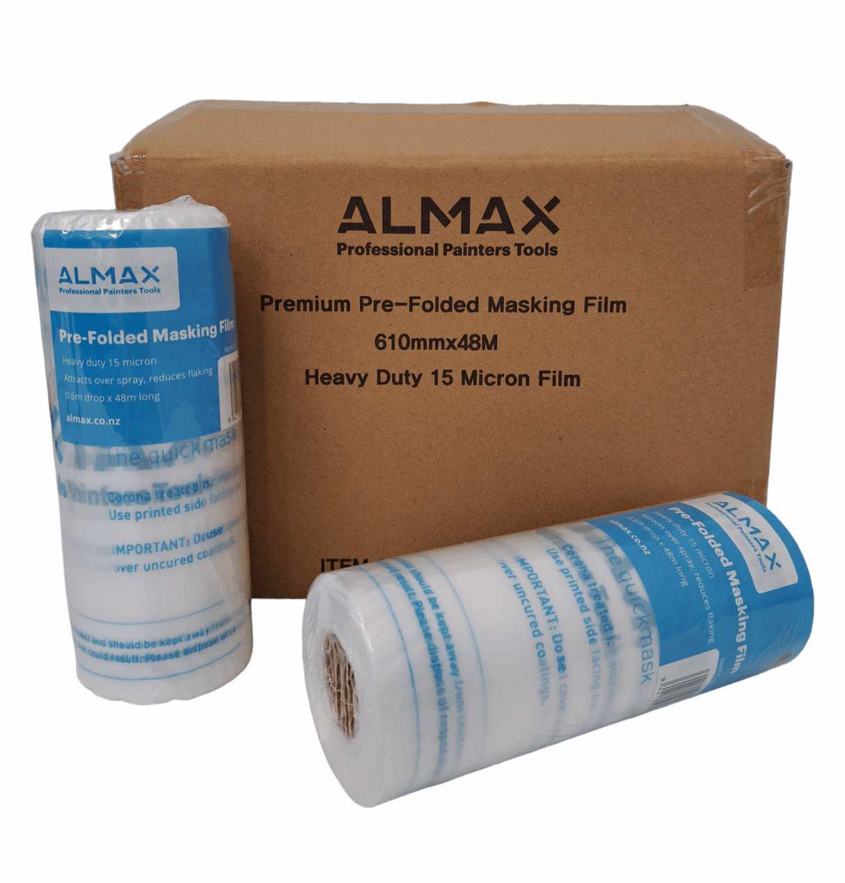 610mm X 48m Buy A Box - 12 Rolls Almax Premium Masking Film Rolls