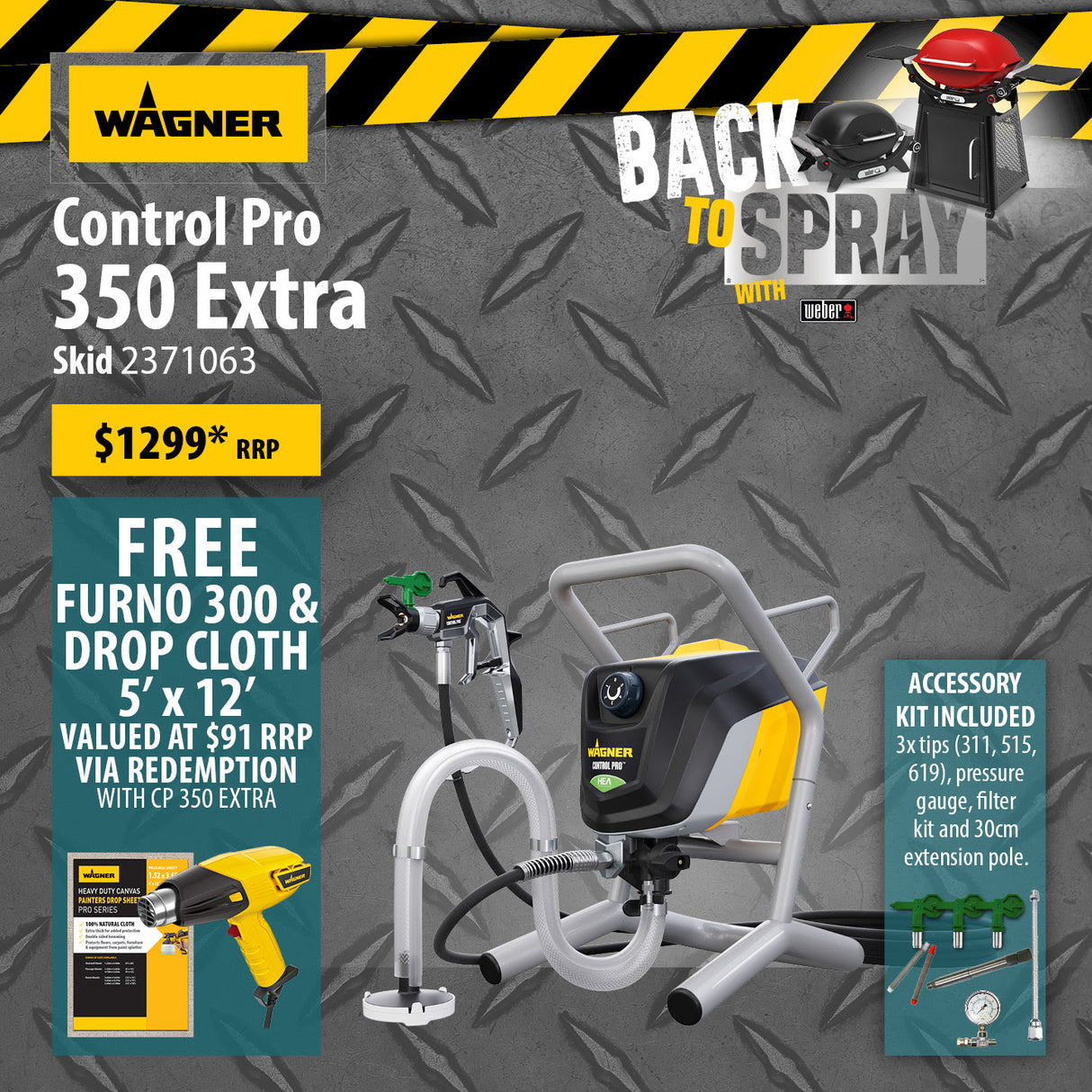 Wagner Control Pro 350 Extra - The Next Generation Of Airless Spraying - Bonus Furno 300 Heat Gun + Drop Sheet