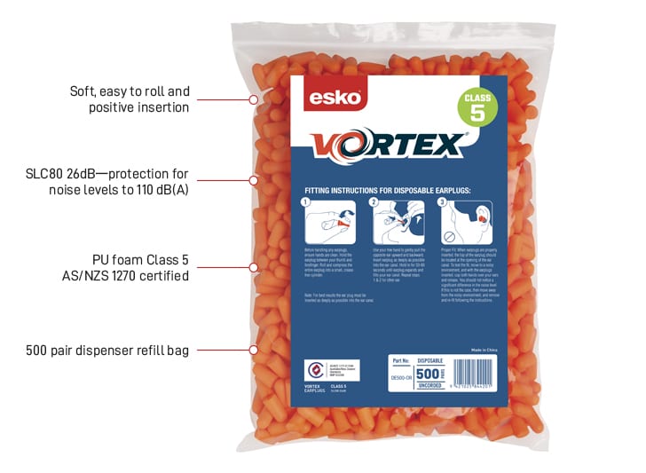 Vortex Disposable Earplugs Dispenser Refill Pack, 500 Pairs