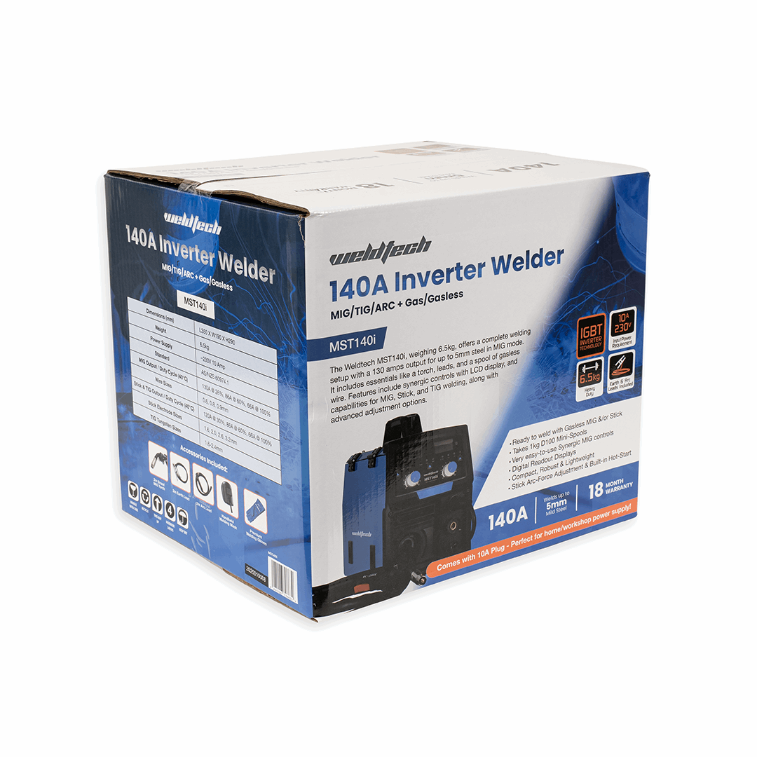 WeldTech 140A Gas / Gasless MIG/TIG/ARC Inverter Welder MST140i