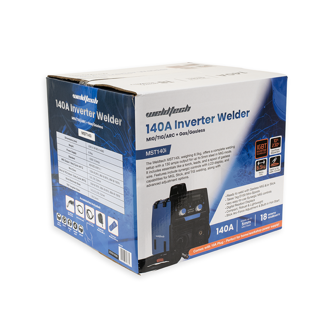 WeldTech 140A Gas / Gasless MIG/TIG/ARC Inverter Welder MST140i