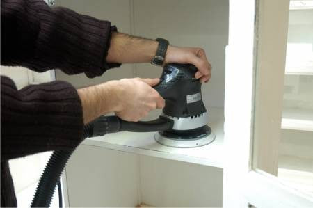 Rupes Random Orbital Sander With Self Generated Dust Extraction System in Action