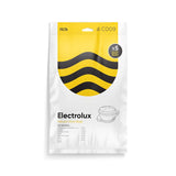 Packaging of Electrolux Commercial Canister Round Series Microfibre Vacuum Bags showing 5 bags per pack, with yellow and black branding elements.