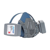 Gray and blue respirator mask with AIR8 branding on a white background