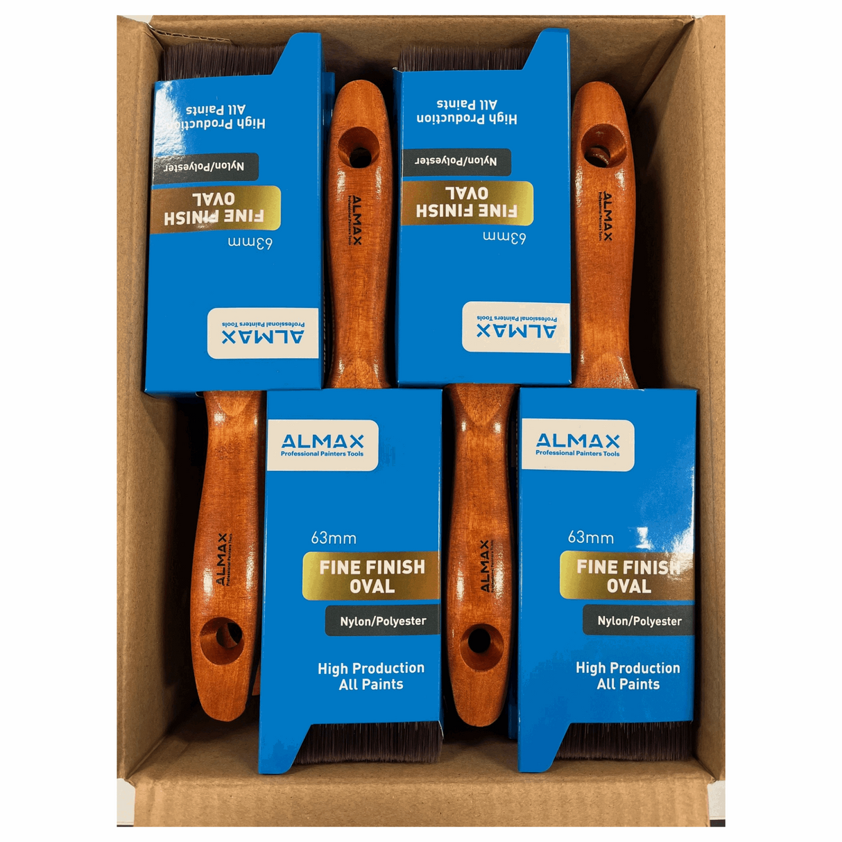 BOX DEAL - 12 x 65mm Almax Fine Finish Oval Paint Brushes