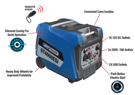 GT Power 4000W Silenced Inverter Generator Includes FREE Generator Cover