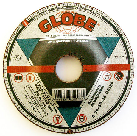 Globe Reinforced Aluminium Grinding Disks 115 x 6.5 x 22