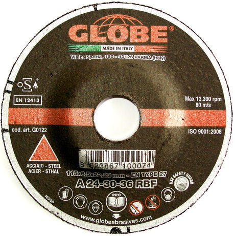 Globe Reinforced Metal Grinding Discs 115 x 6.5 x 22