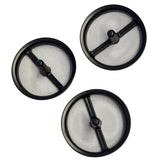 Three round Graco black mesh filter