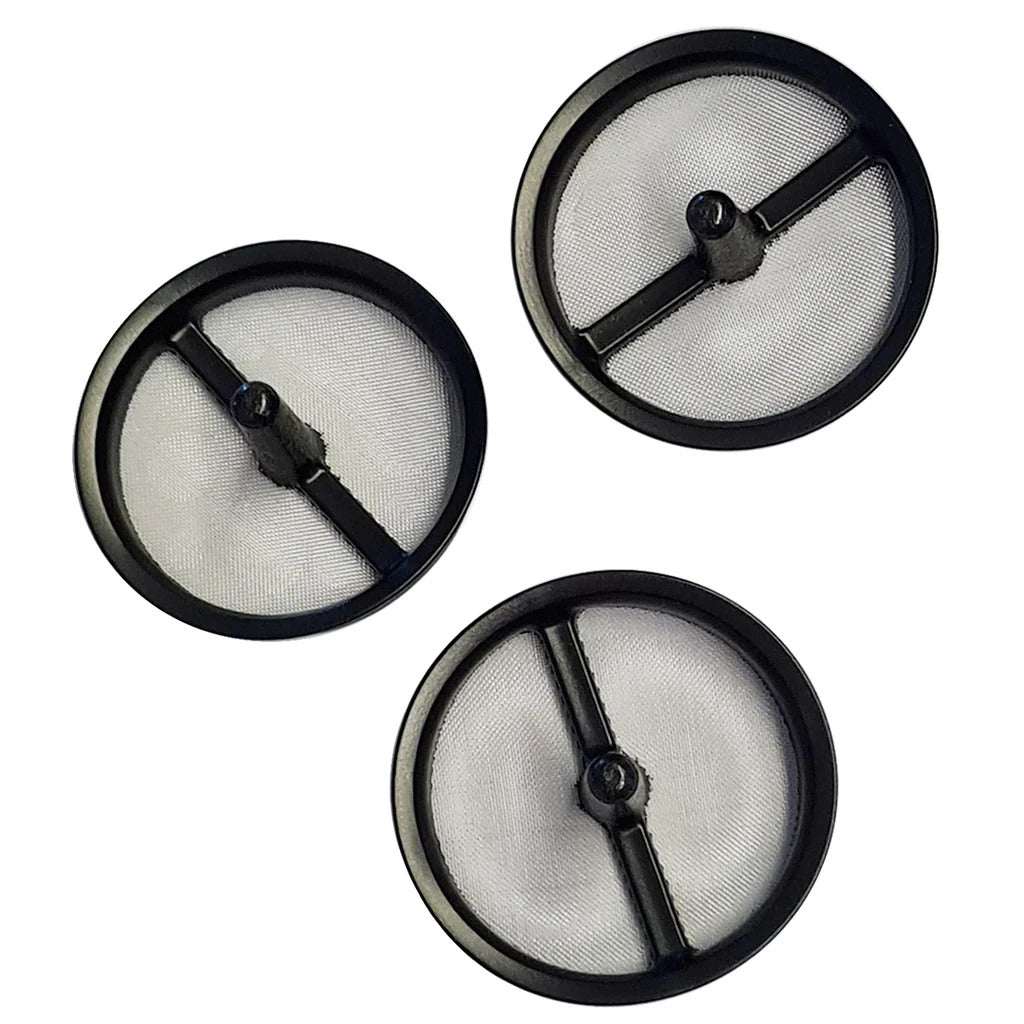 Three round Graco black mesh filter