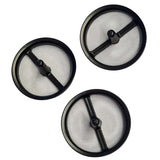 Three round Graco black mesh filter
