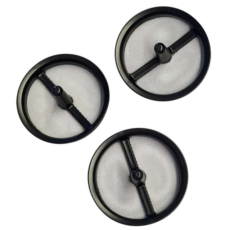 Three round Graco black mesh filter