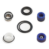 Set of mechanical seals and gaskets on a white background