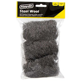 Haydn steel wool package with three pieces visible in clear packaging on a white background.