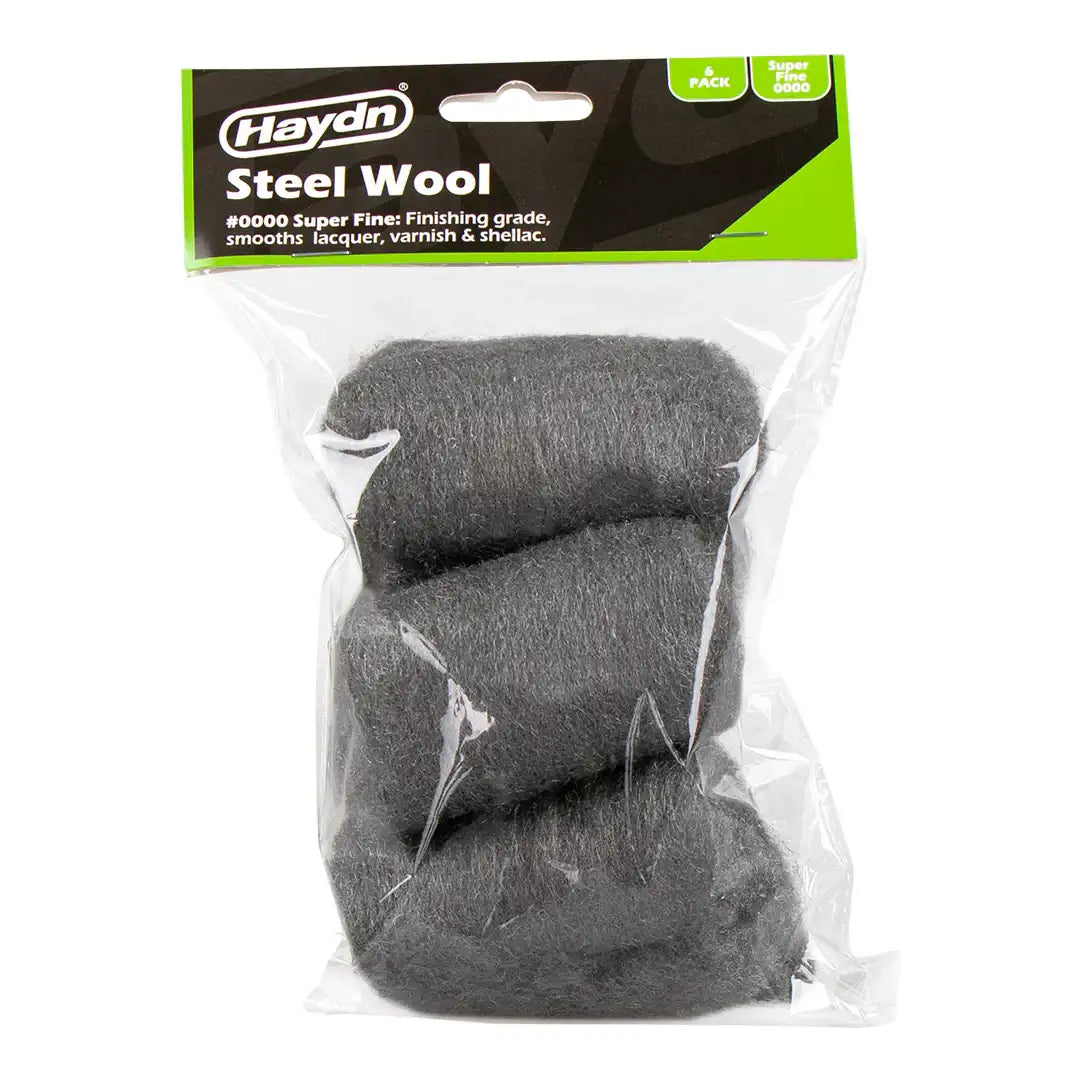 Haydn steel wool pack with three pieces in clear packaging on a white background