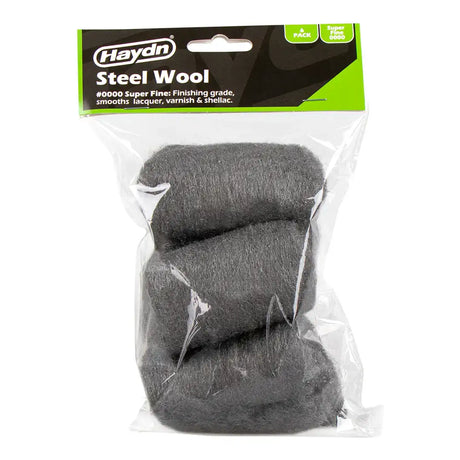 Haydn steel wool pack with three pieces in clear packaging on a white background
