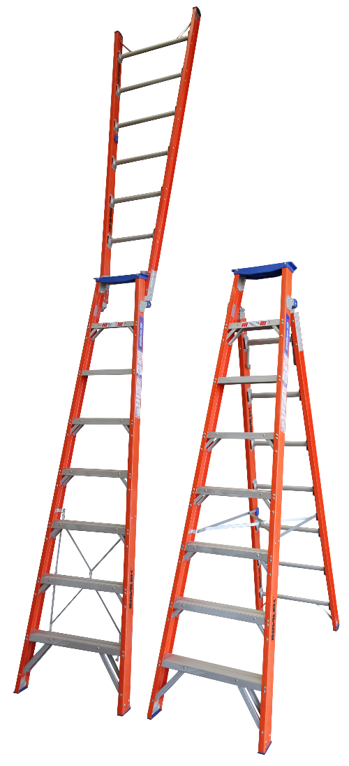 Heavy Duty Pro Series Dual Purpose Fibreglass Ladder - 180kg Load Rating