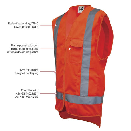 Hi-Vis Orange Day And Night Safety Vest
