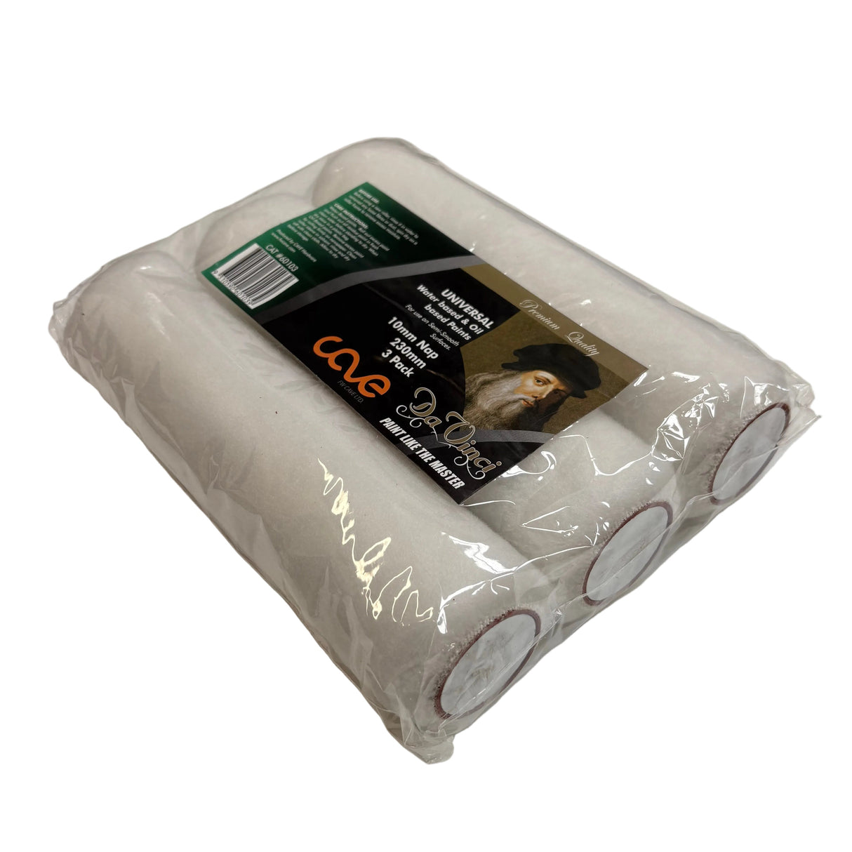 3pk, 230mm Da Vinci Universal Green 10mm Nap Roller Sleeves