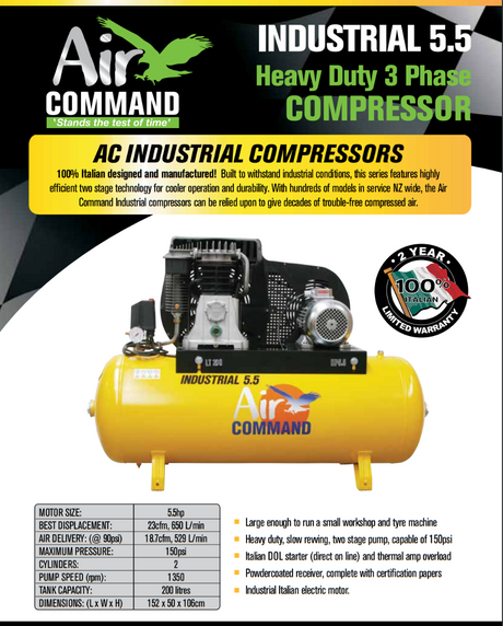 Air Command 5.5HP Industrial Three Phase Compressor Brochure