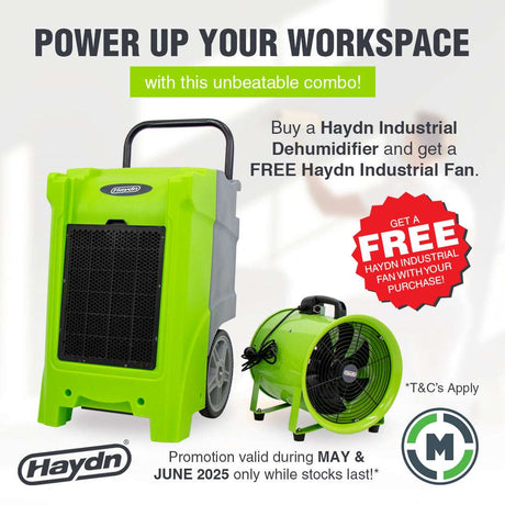 Haydn 90L Industrial Dehumidifier + Free 300mm Ventilation Fan