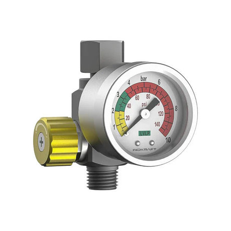Pressure regulator with gauge on a white background