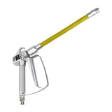Spray gun with yellow hose on a white background