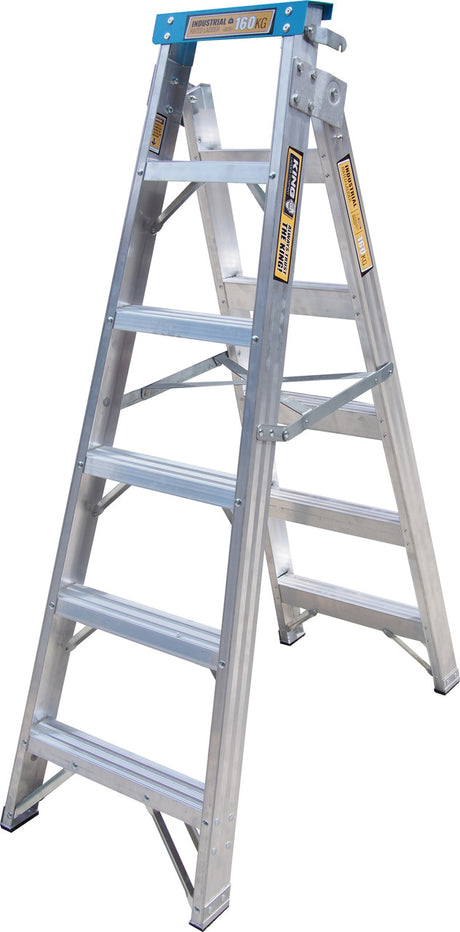 King Aluminium 1.8M (6ft) Aluminium Step Extention Ladder 160kg Industrial  Load Rating