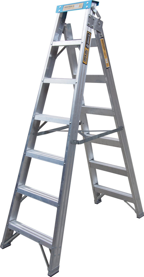 King Aluminium 2.1M (7ft) Aluminium Step Extention Ladder 160kg Industrial  Load Rating