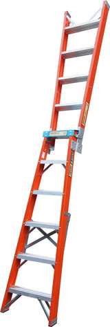 King Fiberglass 1.8M (6ft) Step Extention Ladder 160kg Industrial Load Rating Open