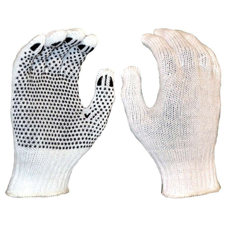 Knitted Polycotton Gloves - With Grip Dots
