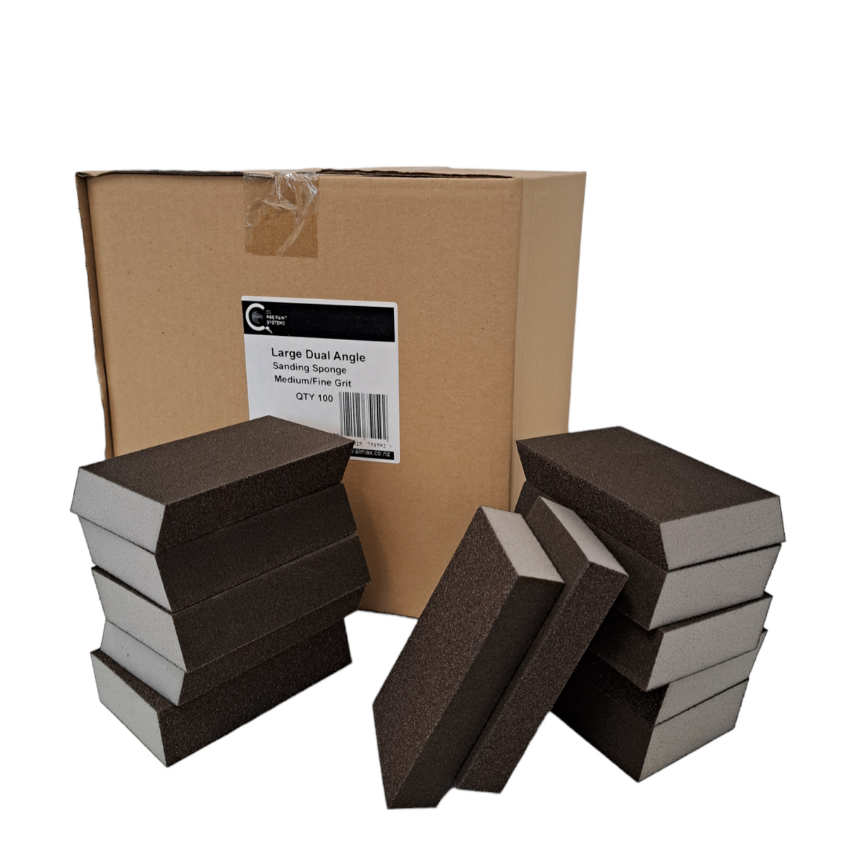 Buy The Box Large Dual Angled Sanding Sponge / Blocks - Fine / Fine - 100 Pack