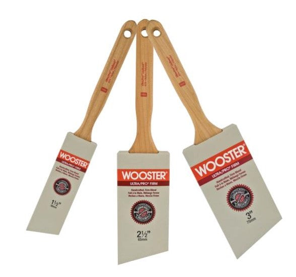3 Pack Wooster Ultra Pro Firm Lindbeck Long Handled Angle Sash Brush - 38, 63 & 75mm