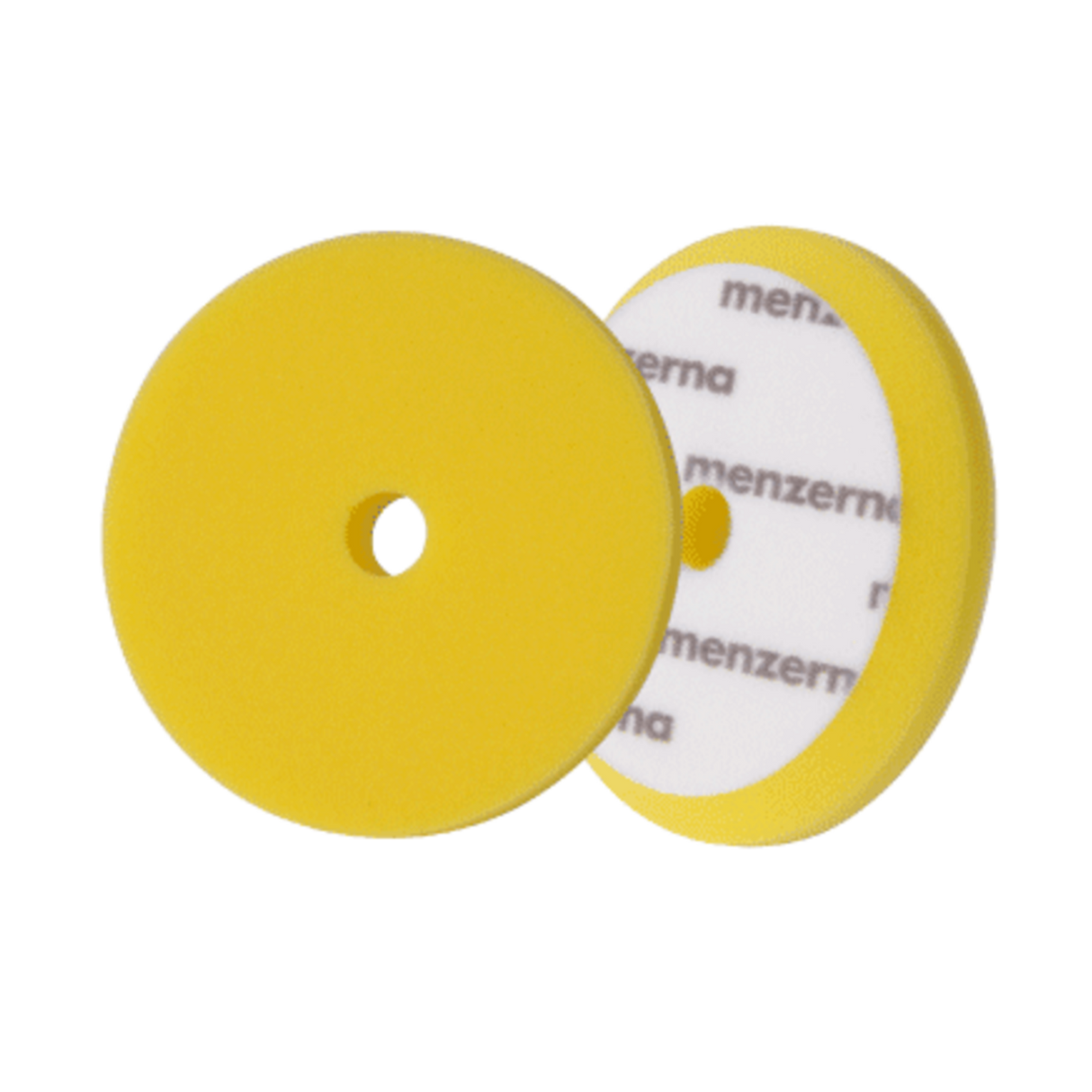 Yellow polishing pad with Menzerna branding 