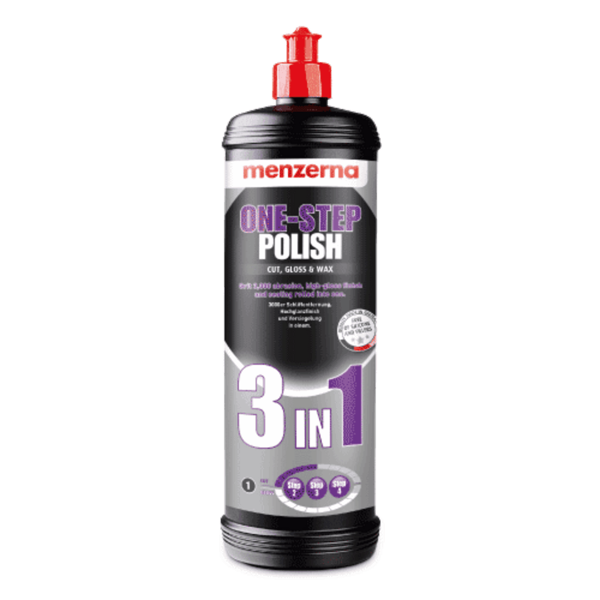 Menzerna One-Step Polish 3-in-1 car polish bottle on a white background