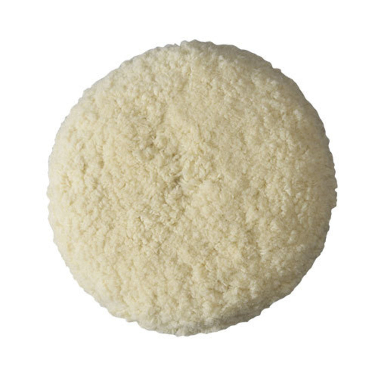 Round, light-colored lambswool polishing disc 