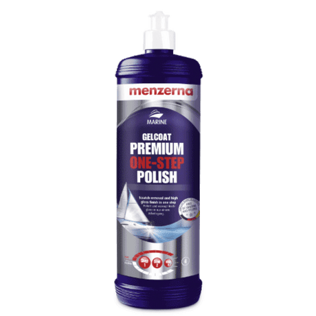 Menzerna Gelcoat Premium One-Step Polish bottle 
