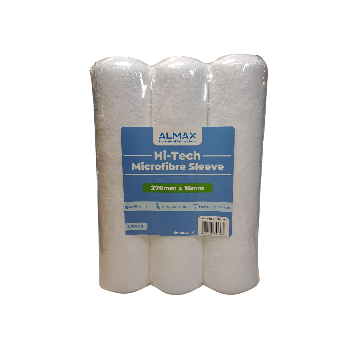 270mm x 15mm Almax Hi-Tech Microfibre Sleeves -  Triple Pack