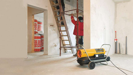 Master Climate Solutions B100CED Diesel Fired Heater in use on the Building Site