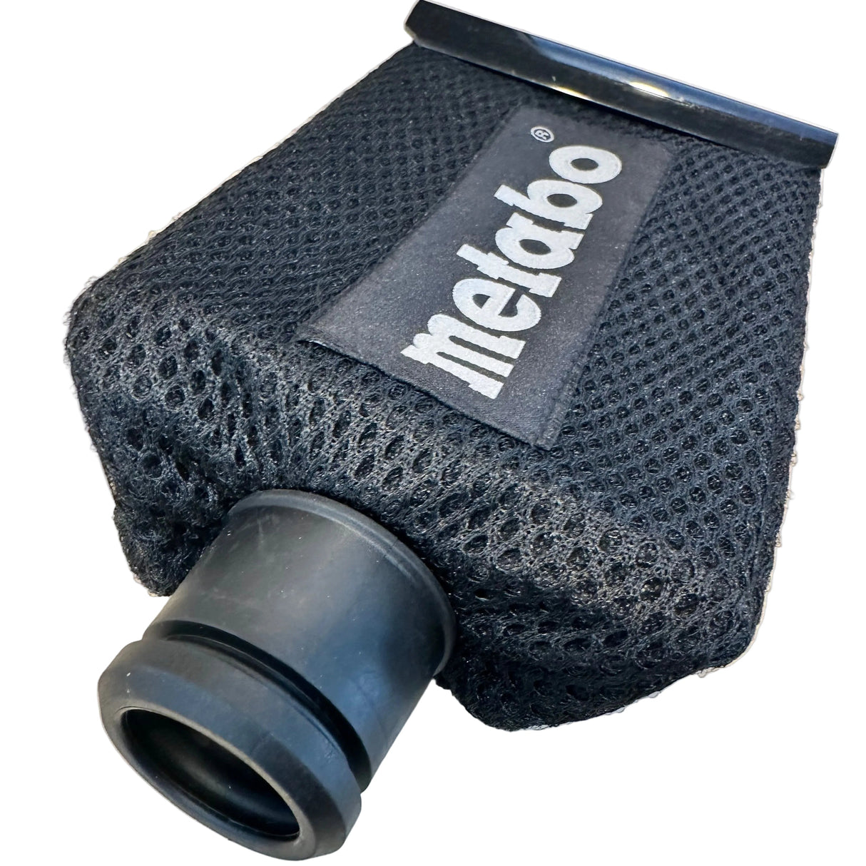 Black mesh filter with 'meibao' branding