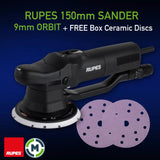 Rupes 9mm Orbit, Variable Speed Random Orbital Sander, BR109AES - Bonus 50 pack Ceramic Discs