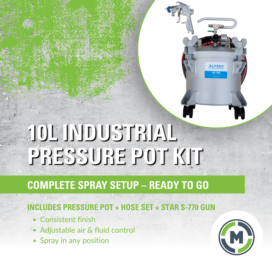 Industrial Spray Painting Kit - 10 litre HD Pressure Pot, Hose Set And Industrial Spray Gun