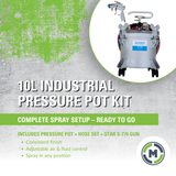 Industrial Spray Painting Kit - 10 litre HD Pressure Pot, Hose Set And Industrial Spray Gun
