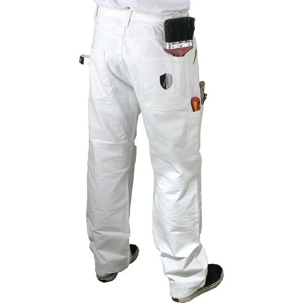 Heavy Duty White Painters Pants, Back View