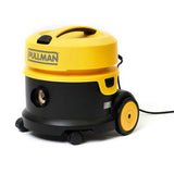 Yellow and black vacuum cleaner with 'Pullman' branding on a white background